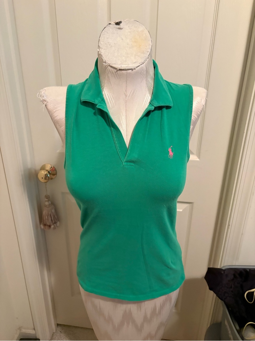 Ralph Lauren Sport size S Green Sleeveless Polo Tank with Pink Pony